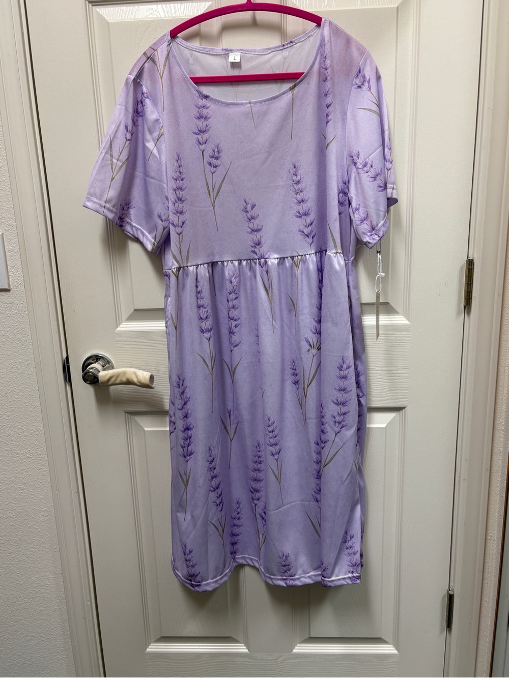 Lavender Floral Short-Sleeve Casual Dress
